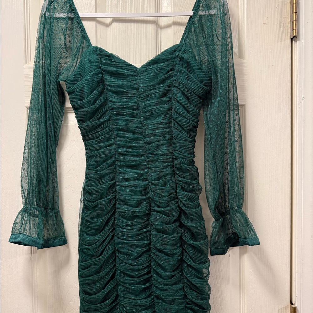 Elegant Green Ruched Dress